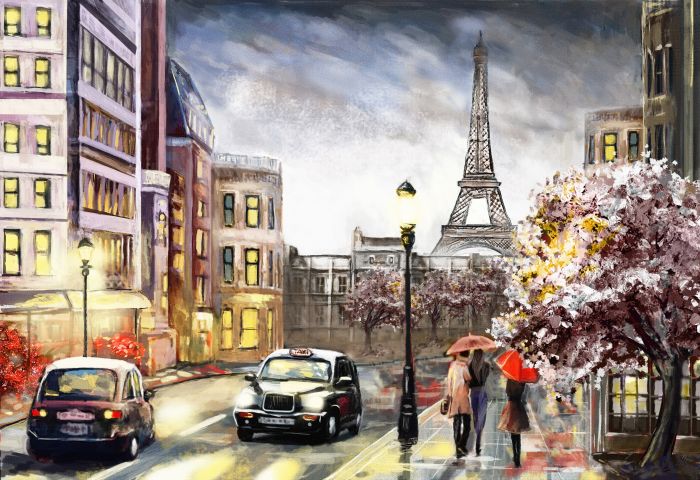 Фреска «Эйфелева башня рисунок Парижа»
