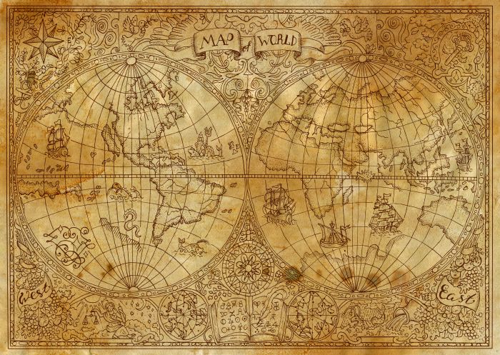 Фреска «Карта старинная Map World»