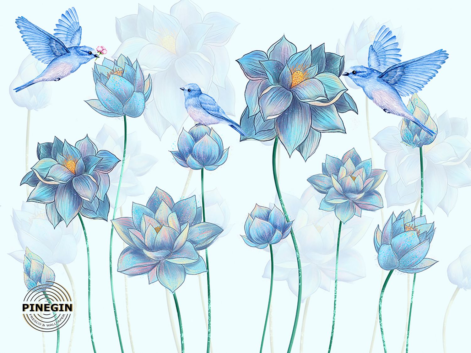 Фотообои «Синие цветы лотосов»