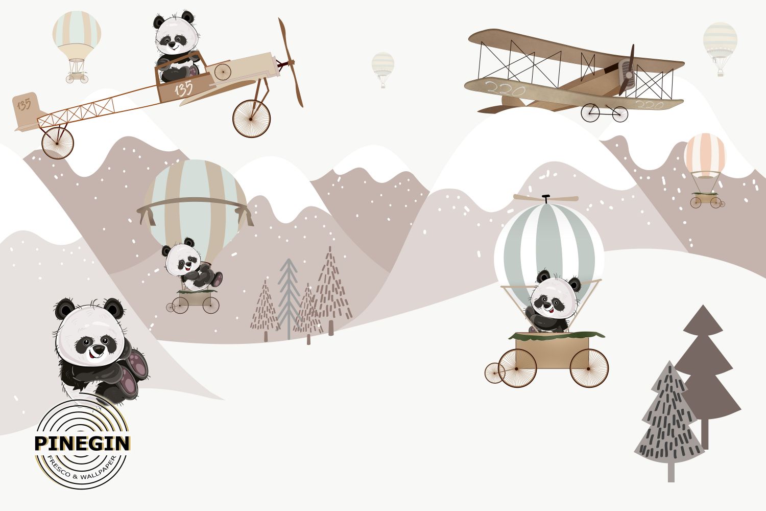 Фрески «Панды на снегу»
