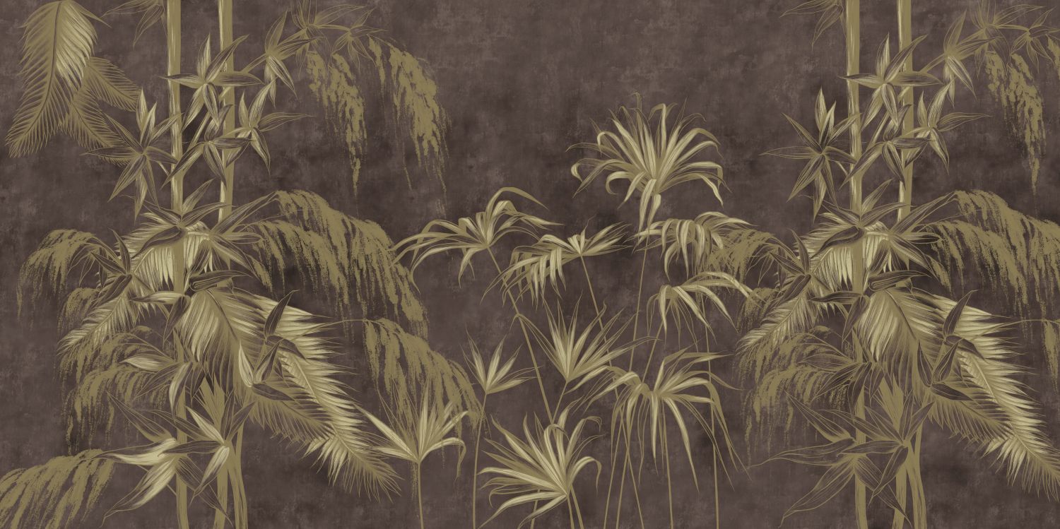 Фрески «Тропические растеня на болотно-зеленом фоне»