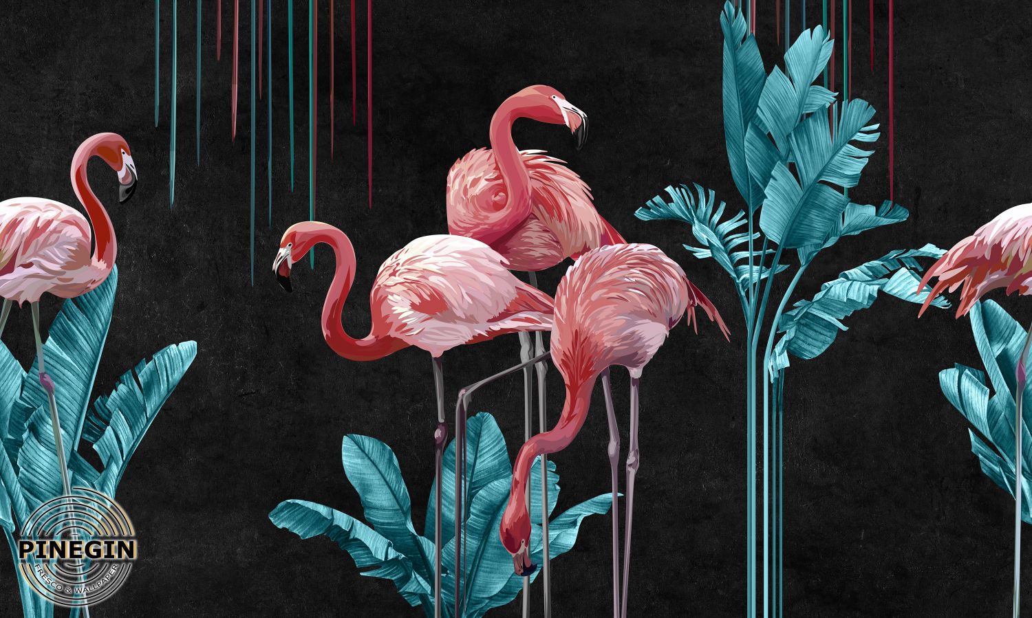 Фрески «Листья и фламинго»