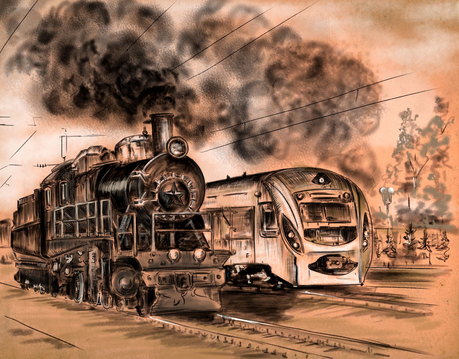 Фрески «Рисунок поездов»