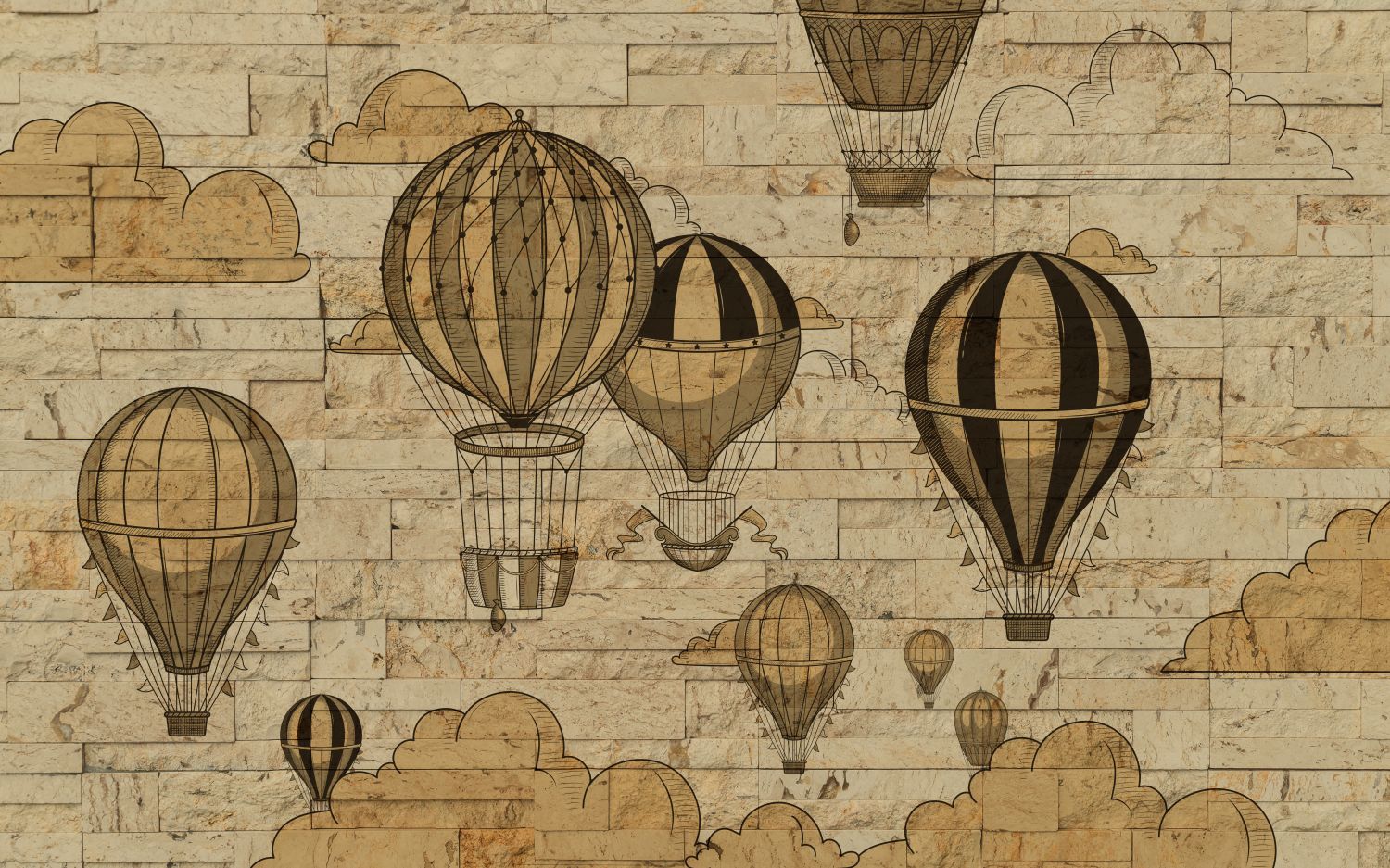 Фрески «Воздушные шары старинный стиль»