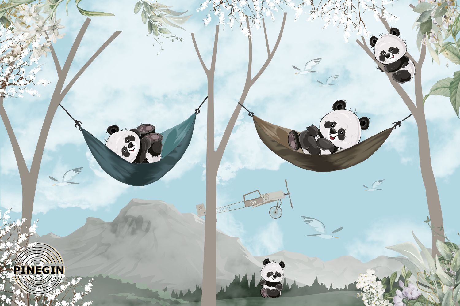 Фотообои «Четыре панды»