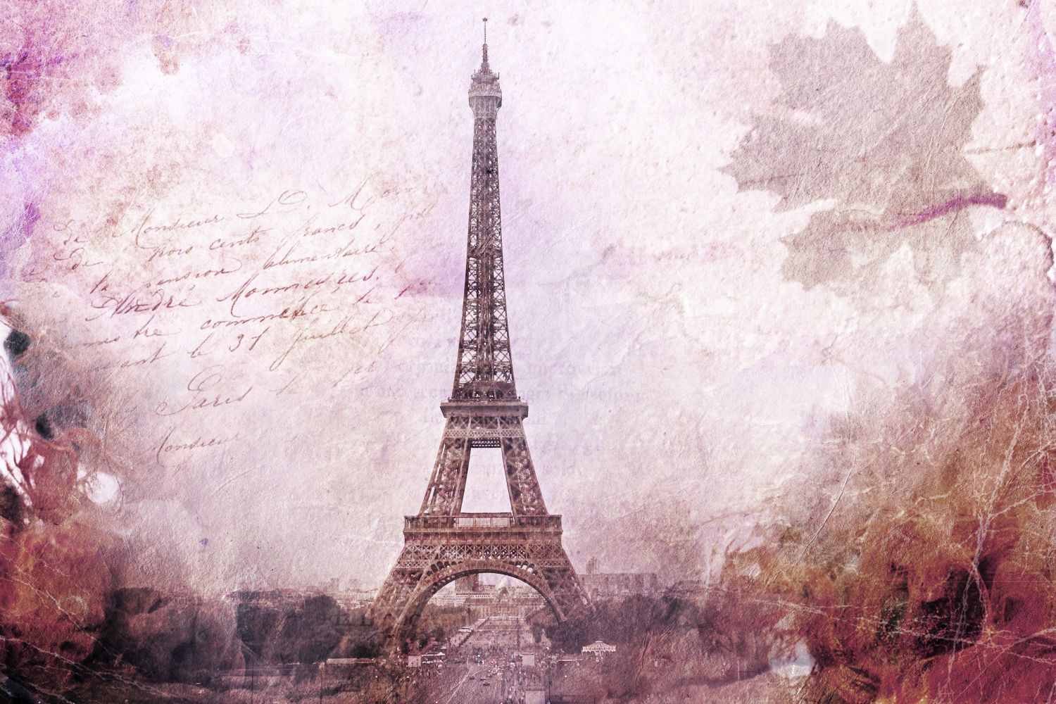Фотообои «Эйфелева башня ретро-открытка»