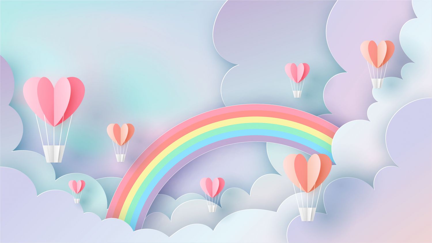 Фотообои «Воздушные шары и радуга»