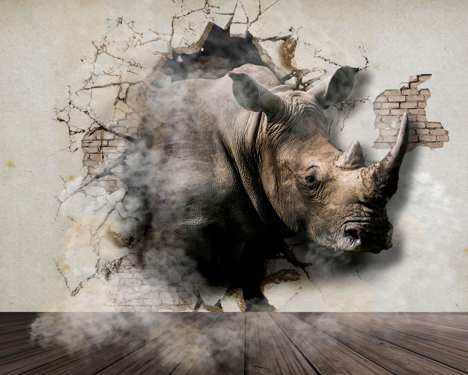 Фотообои «Носороги и кирпич»