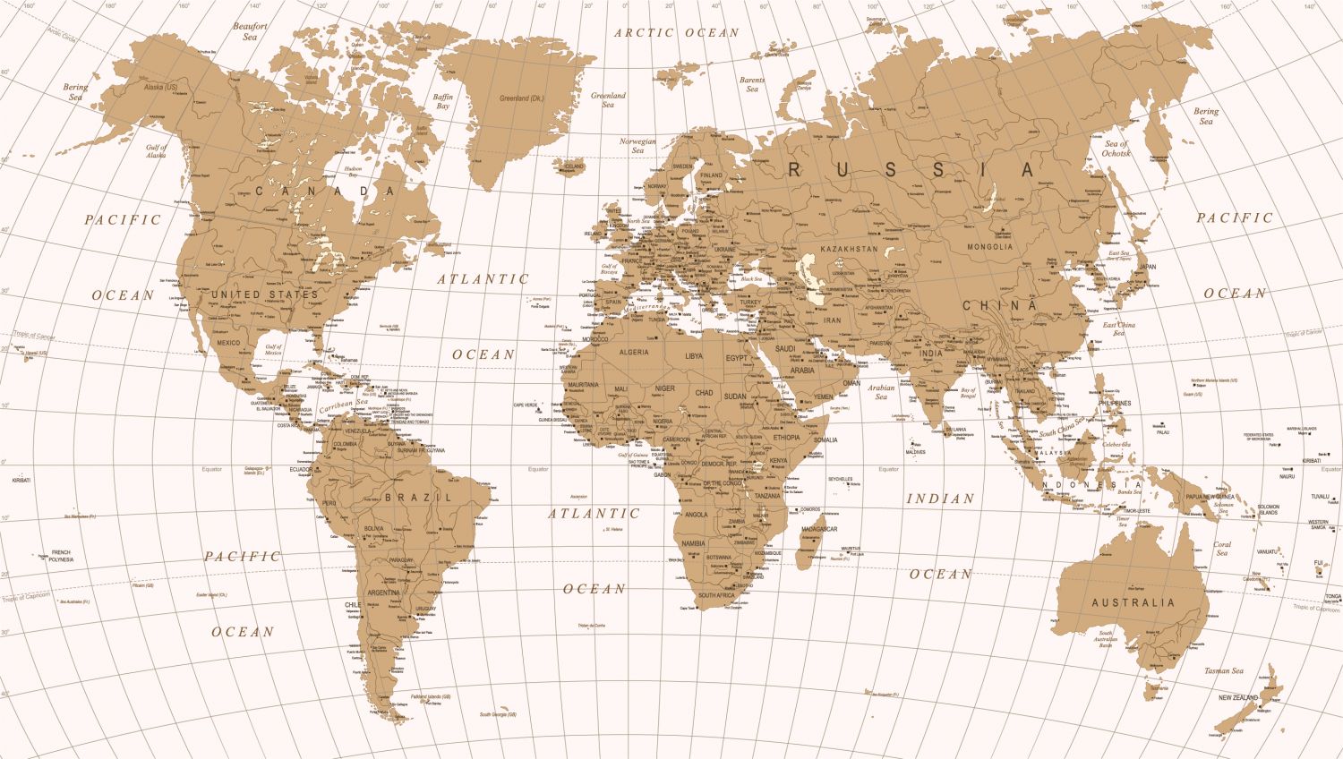 Карта мира бежевая