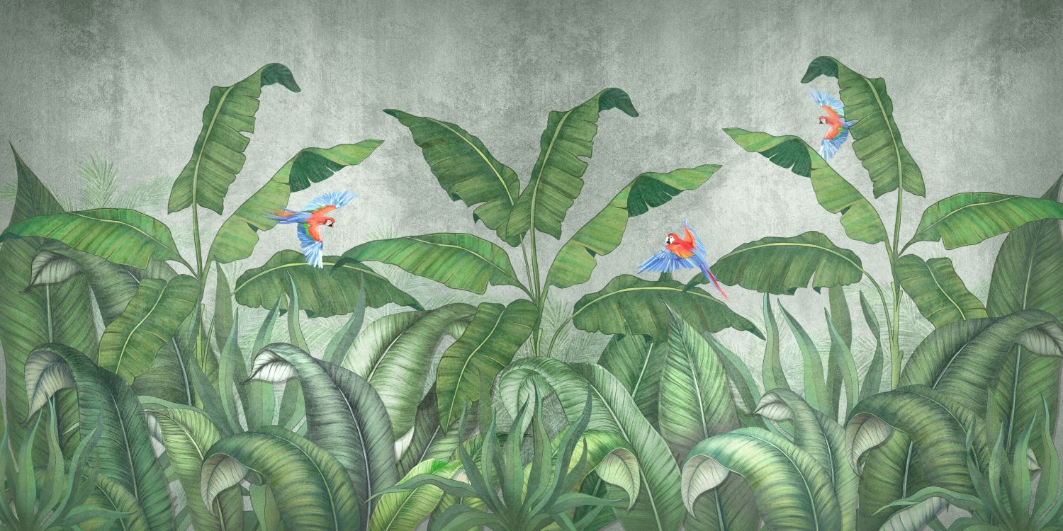 Фрески «Пальмовые листья и попугаи»