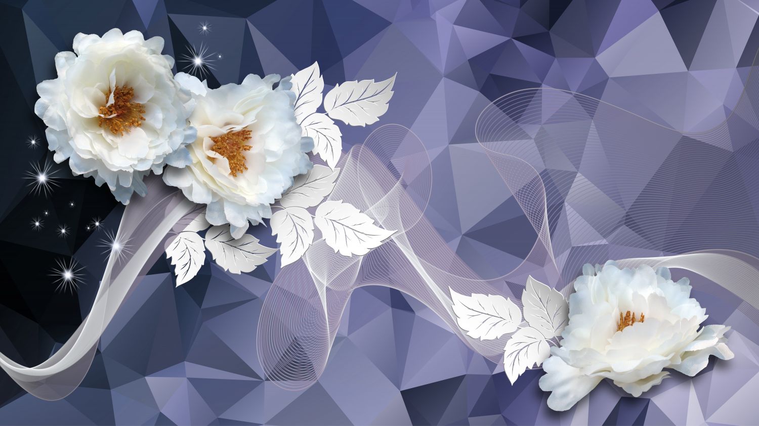 Фотообои «3Д нежные хризантемы»
