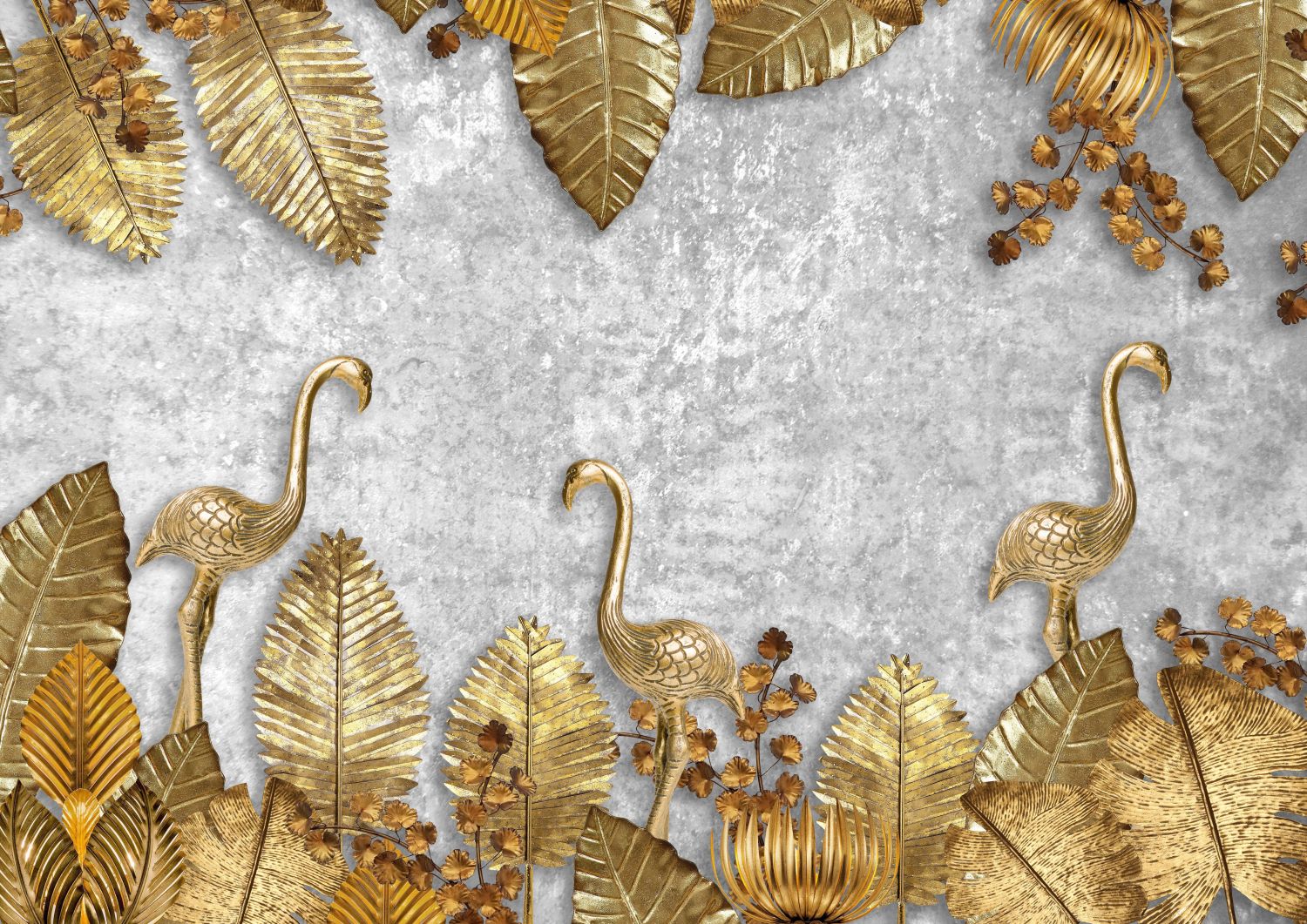 Фрески «Золотой барельеф с фламинго»