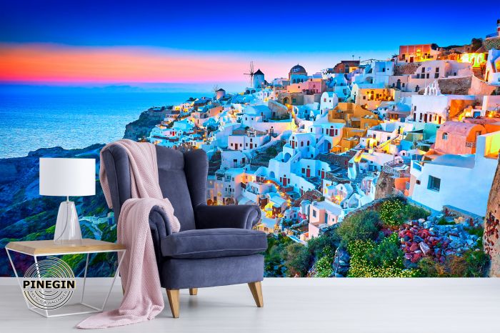 Фреска «Вид на дома в Греции»