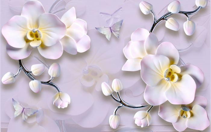 Фотообои «Орхидеи как лепнина»