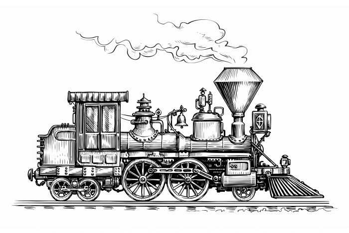 Фреска «Поезд рисунок карандашом»