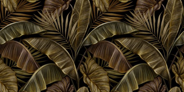 Фотообои «Зеленый папоротник и пальмы»