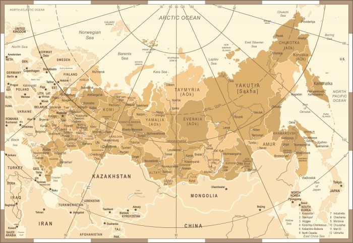 Фотообои «Карта Евразии»