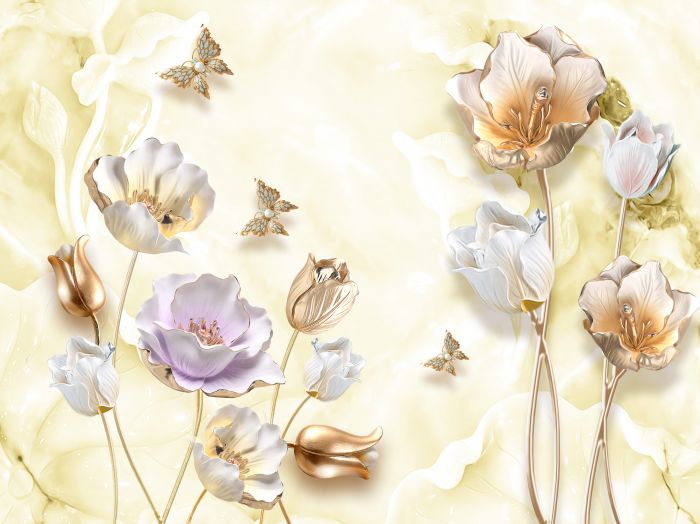 Фреска «Тюльпаны и бабочки»