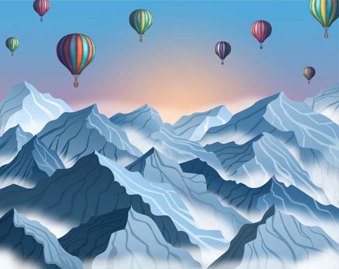 Фреска «Воздушные шары на снежными горами»