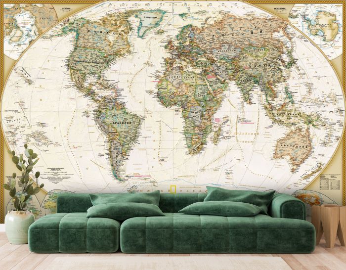 Фреска «Карта мира винтажная»