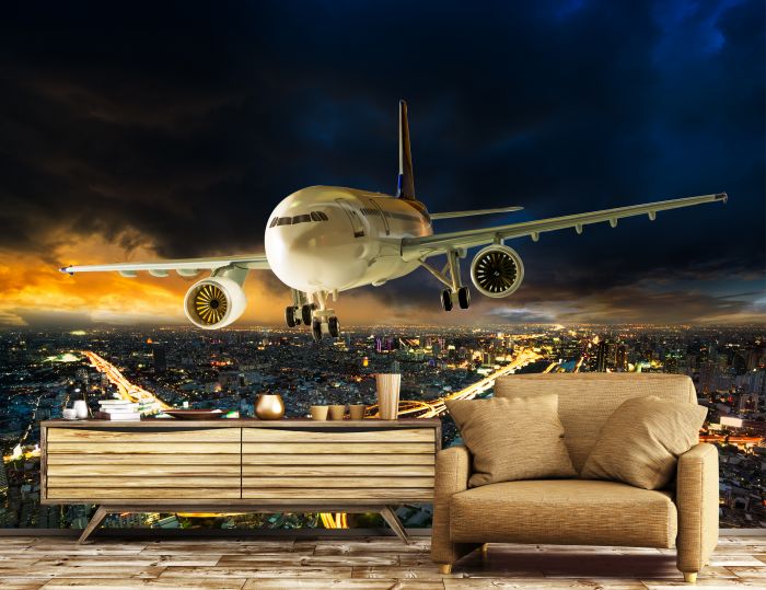 Фреска «Самолет над ночным городом»