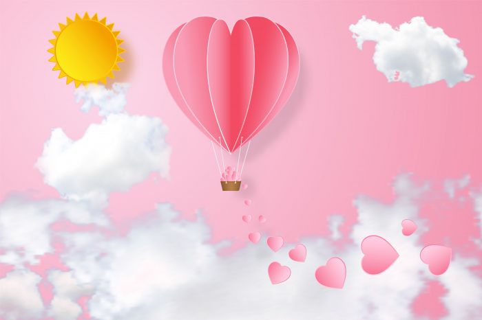 Фотообои «Воздушные шары на розовом фоне»