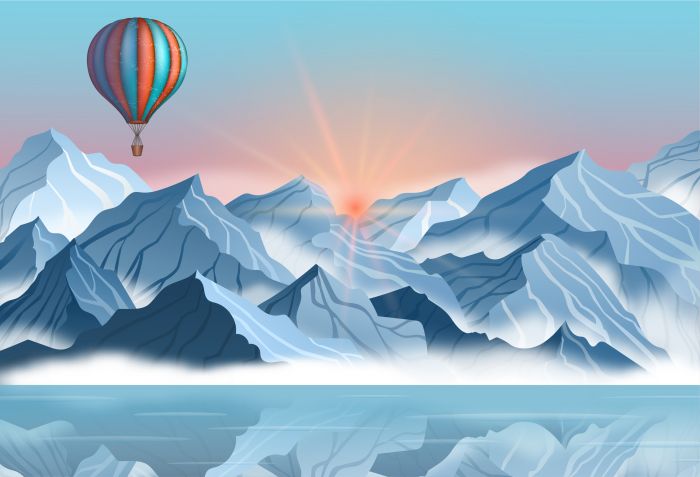 Фреска «Воздушные шары и рисунок гор»