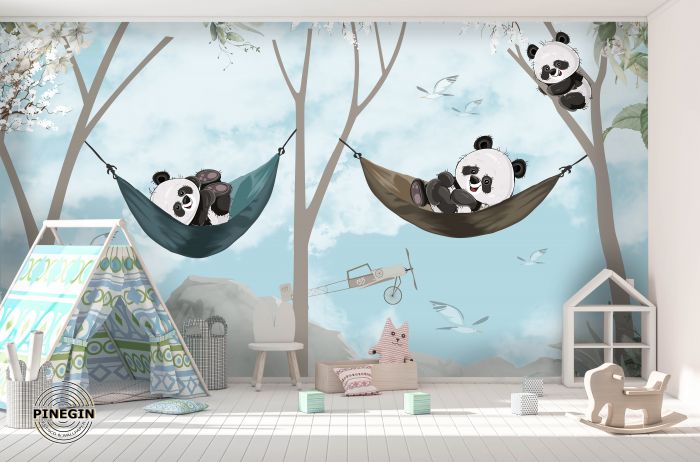Фреска «Четыре панды»