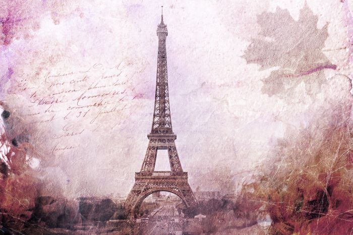 Фреска «Эйфелева башня ретро-открытка»