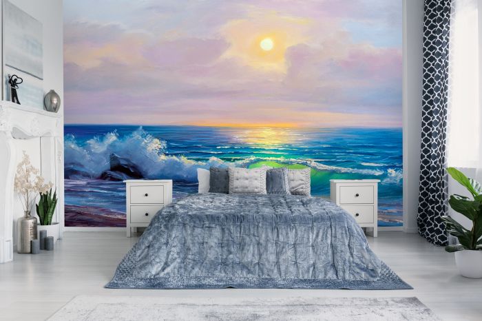Фреска «Закат на море живопись »