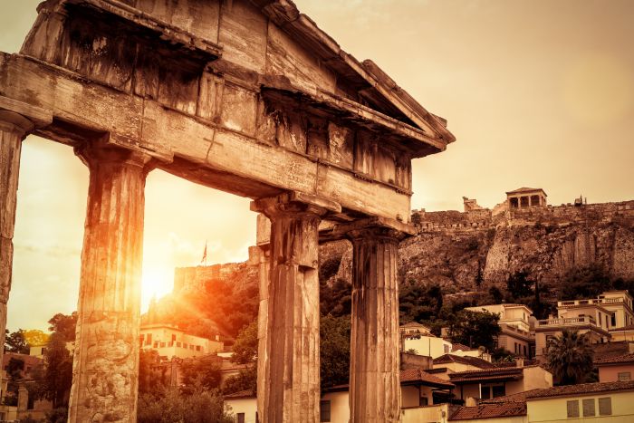 Фотообои «Закат в греческих колоннах»